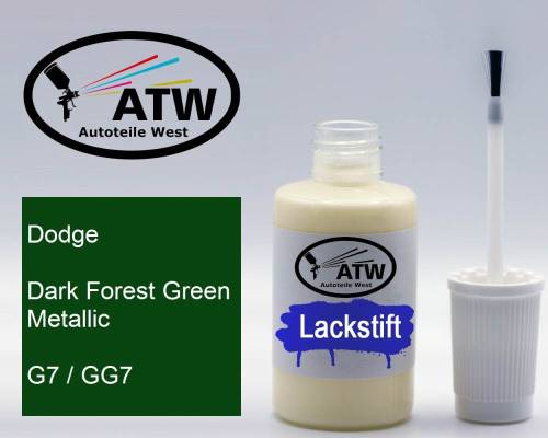 Dodge, Dark Forest Green Metallic, G7 / GG7: 20ml Lackstift, von ATW Autoteile West.